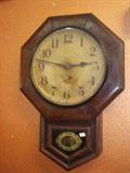 EARLY 1900'2 SCHOOL HOUSE CLOCK/WITH KEY & WEIGHT