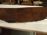 VINTAGE WOOD SIGN WITH - "WATERFRONT FISH & OYSTER CO. - WHOLESALE & RETAIL - 101 RAILROAD AVE. - SEATTLE
