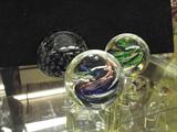 ART GLASS - 3 UNSIGNED PAPERWEIGHTS