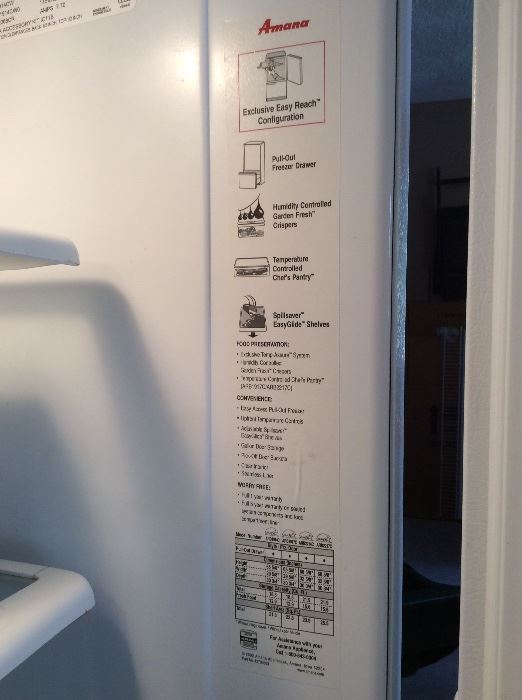Amana refrigerator with bottom freezer drawer, white