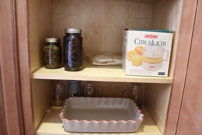 Aroma Citrus Juicer in box, Canned Pickles, Terracotta Ovenware Casserole Dish by Pier 1 Imports