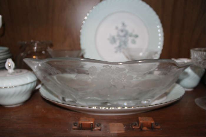 Crystal Etched Glass Bowl