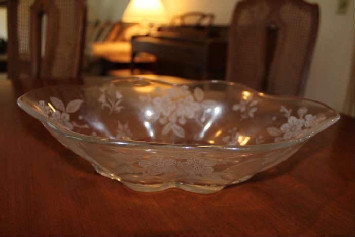 Crystal Etched Glass Bowl