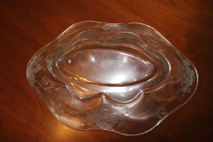 Bottom of Crystal Etched Glass Bowl