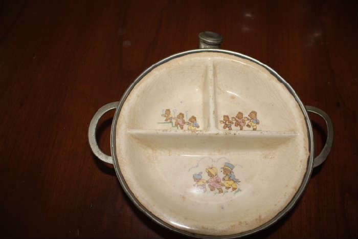 Vintage Small Childs Plate with warmer bottom