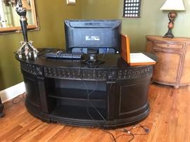 6		kidney shape desk w leather top 71x27x30	 $350.00 
5		half round cabinet w door/1 drawer 38wx17x33	 $175.00 
