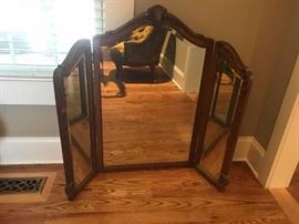 31		tri fold bevel mirror wood trim 44x38	 $175.00 
