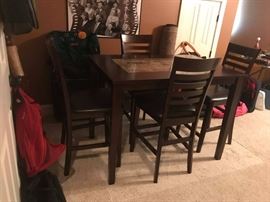 72		rectangle high table w marble top and 4 chairs 48x32x35	 $200.00 
