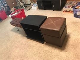 12		black laminate shelf 23x14x21	 $30.00 
39		brown leather look storage stool 15x15x20	 $30.00 
