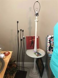 38		cream painted table floor lamp 65 tall 	 $50.00 

