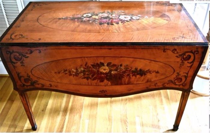Fabulous Period Satinwood George IV Handpainted Pembroke Table
