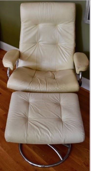 Vintage Ekornes Leather Lounge Chair and Ottoman