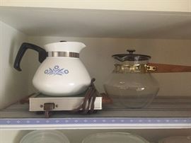 Cornflower blue coffee pot - also matching casserole dishes not shown