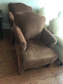#16 (2) brown tan side chairs by American Furniture $75 ea.
