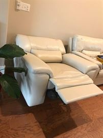 #15 (2) white electric recliners 50"w. $800 ea