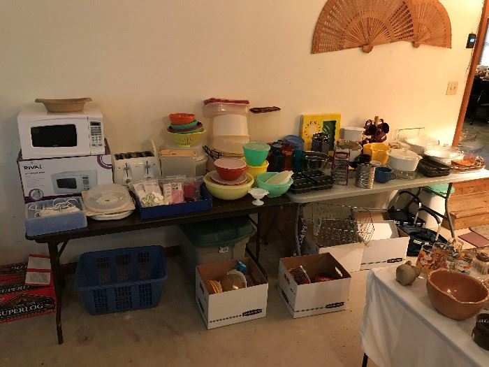 Tupperware (Actually more than shown....found more after photo).  New In Box Microwave oven, Corning ware, etc.