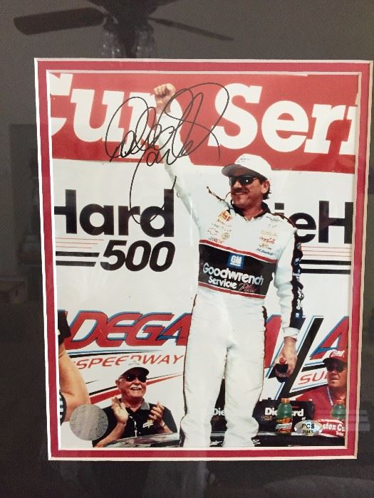 Dale Earnhardt Autographed Racing Shadow Box - detail