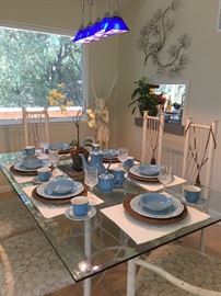 Iron Dining Set with Beveled Glass Top