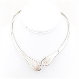 Signed Sterling Silver Wrap Choker: A signed sterling silver wrap choker.