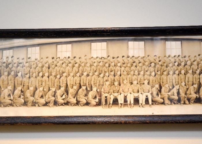 Antique Panoramic Military Group Photo, Framed
