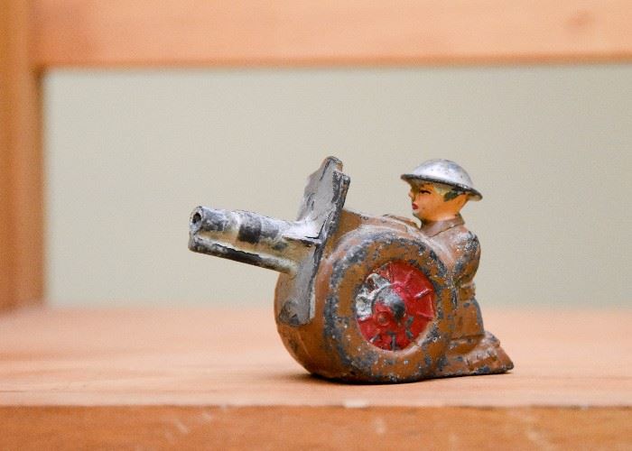 Lead Soldier with Cannon Toy 