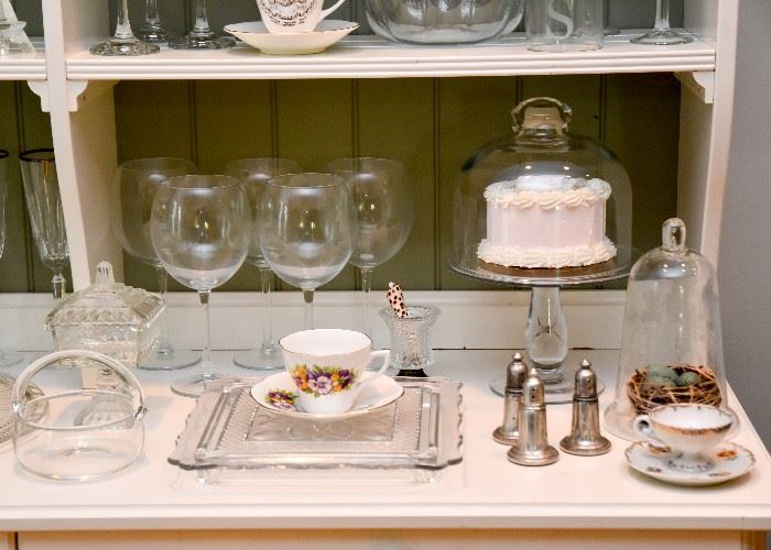 Glassware, Stemware, Cake Stands, Vintage Teacups, Etc.
