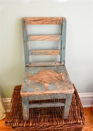 Wooden Child's Chair, Distressed Paint