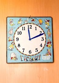 Vintage Child's Board Clock for Learning Time