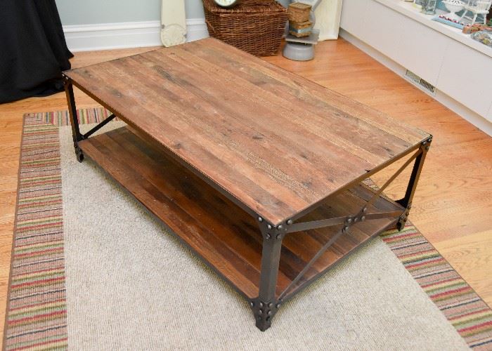 Rustic Wood & Iron Coffee / Cocktail Table