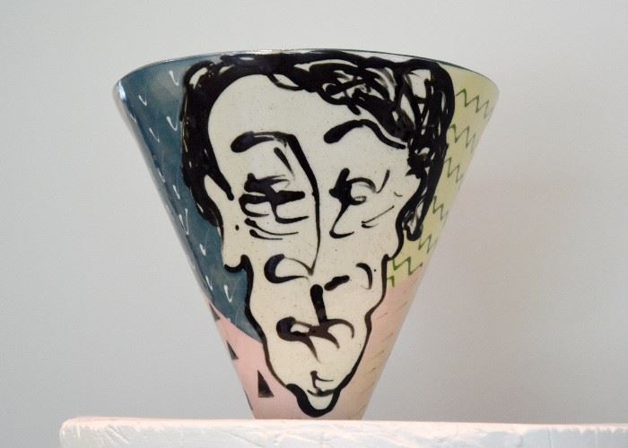 Art Pottery Vase with Face