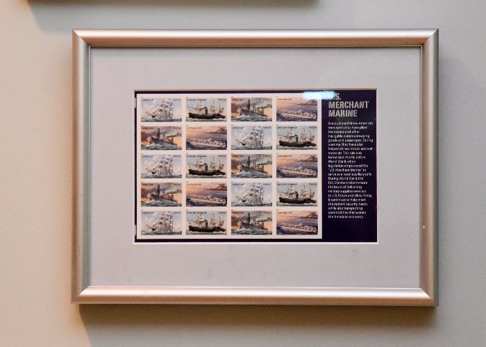 Framed Merchant Marine Stamps