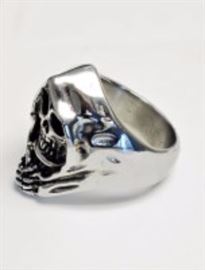 stainless steel grim reaper skull ring