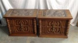 two oak night stands