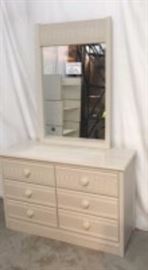 white six drawer dresser with mirror