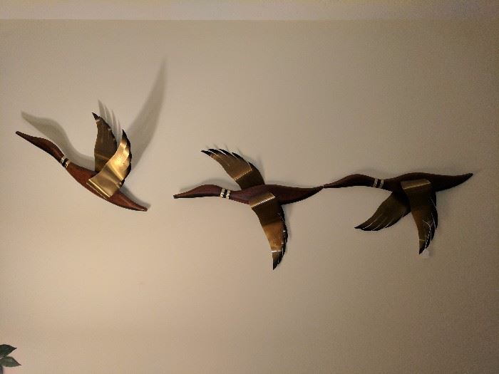 Mid-century modern wood/metal ducks