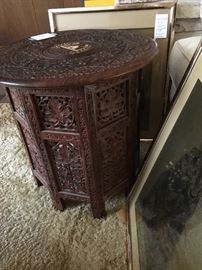 Carved octagonal table with ivory inlay