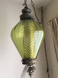 green glass pendant lamp with diffuser (the on /off) switch sticks a bit but otherwise swanky good