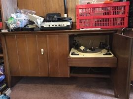 Stereo console with Garrard tuntable, untested.