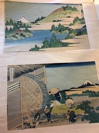 Two Japanese signed screen prints