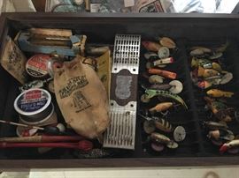 Collection of fishing lures and related, sold as lot