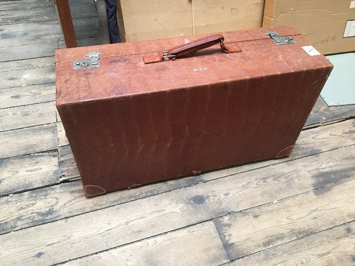 Early 1920's Mark Cross Alligator Skin travel suitcase, all original and amazing condition.  