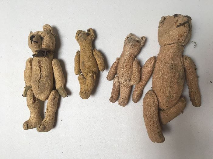 rare group of miniature mohair teddy bears, possible steiff.  These are very early bears!!