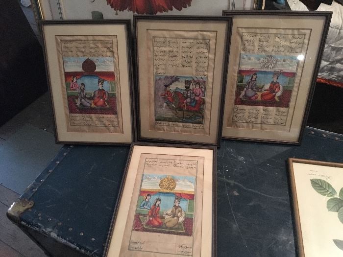 Early 18th Century Persian hand colored prints.