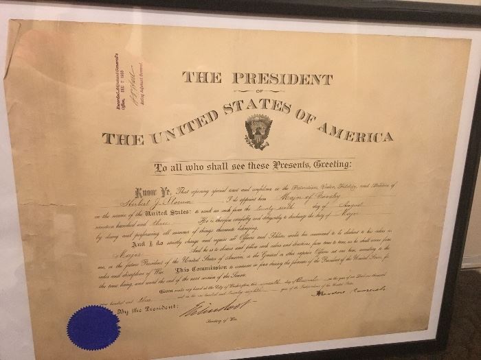 Commission signed by President Teddy Roosevelt granting H.J. Slocum the rank of Major of Calvary,
another amazing find!!!