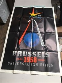 Very Rare and near perfect Brussels World Fair original poster, mid century look!!!