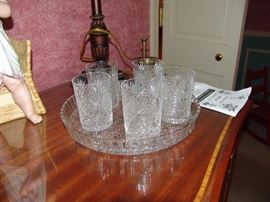 Set of cut crystal glasses