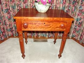 Nice primitive table with drawer and turned legs