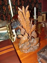 Carved wood bird figure