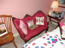 Antique upholstered settee