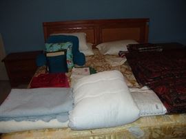 Linens and king size bed